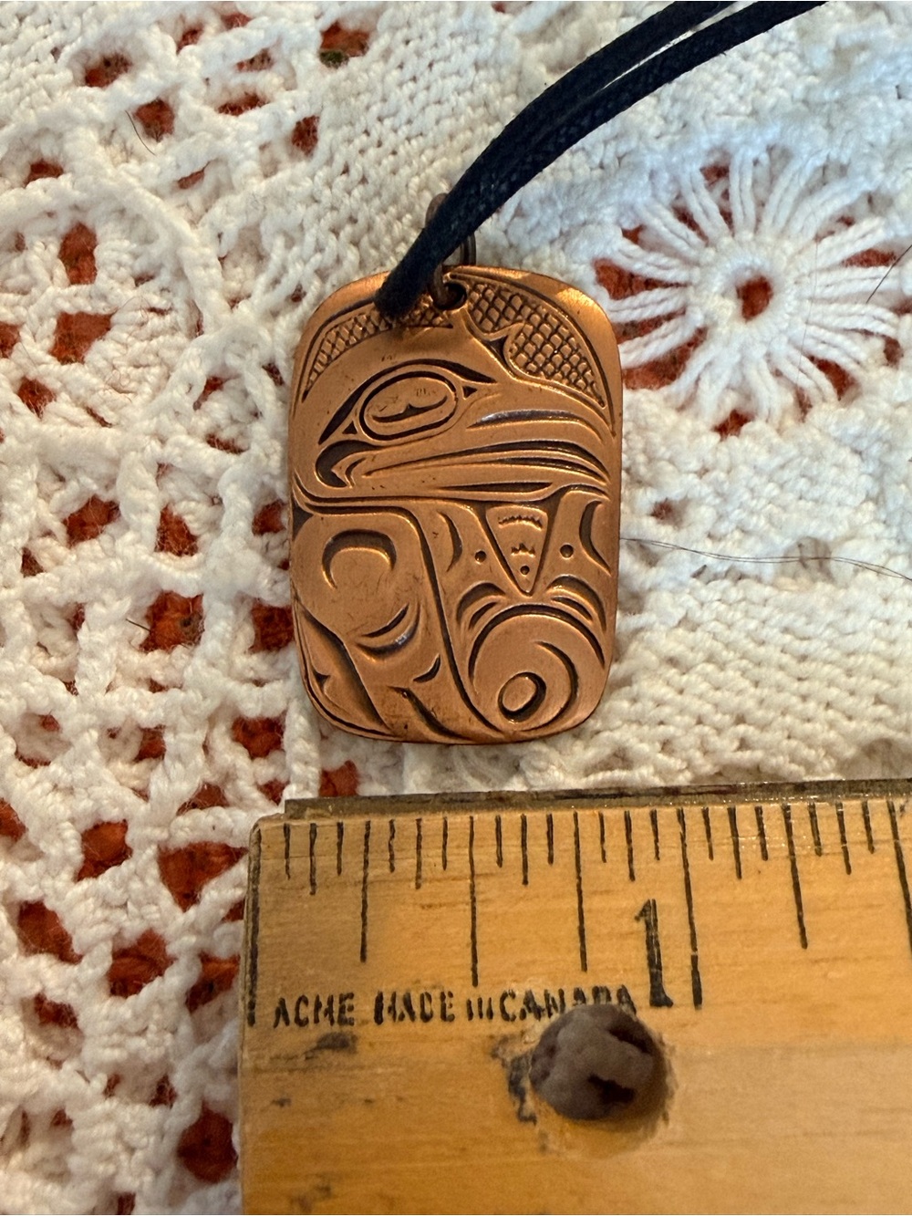 Vintage Copper Raven Canada Pendant Necklace